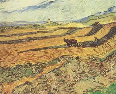 Vincent Van Gogh Field with Ploughman and Mill (nn04) Sweden oil painting art